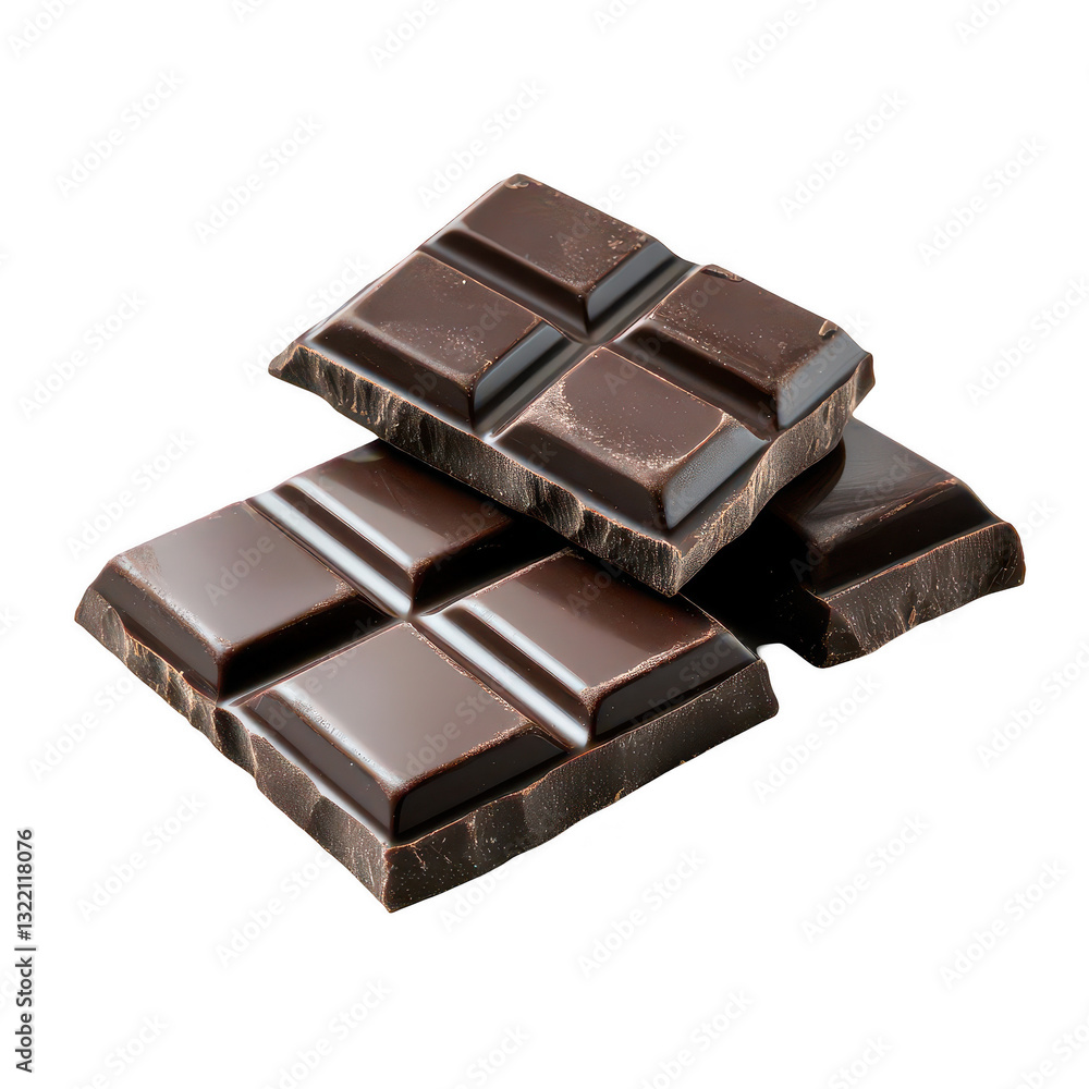 Dark Chocolate Bars Close up of Rich Brown, Glossy Chocolate Pieces on Transparent Background Dark Chocolate Bars Close up of Rich Brown, Glossy Chocolate Pieces on Transparent Background