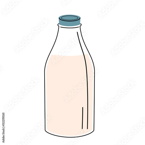 Illustration of milk in a glass bottle.