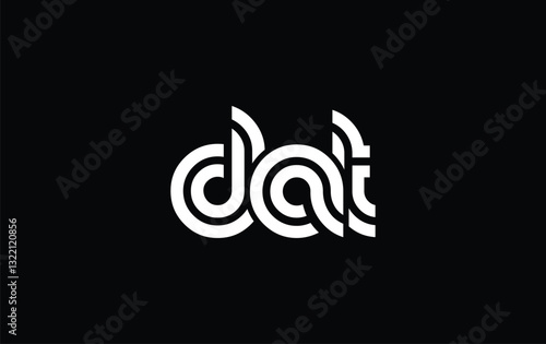 DAT Creative Unique Modern Letter Logo Design. Stylized logo featuring a unique letter design, presenting abstract minimalist aesthetics and modern appeal.