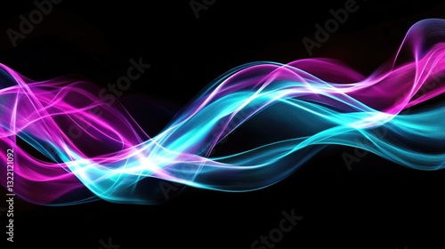 Wallpaper Mural Vibrant digital waves of light, flowing elegantly against a dark backdrop. Torontodigital.ca