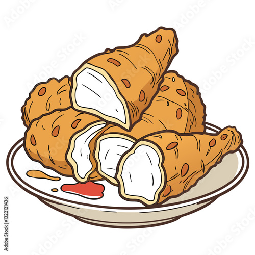 Fried Chicken on Plate Vector Art for Food Lovers