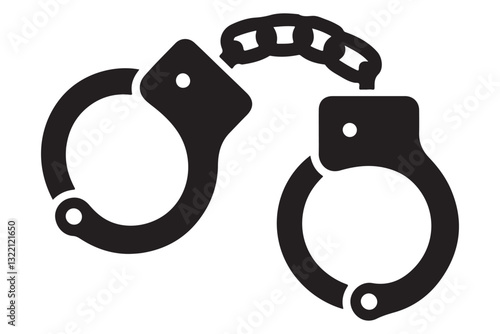 Metal Handcuffs Symbol Vector Illustration Crime Justice and Law