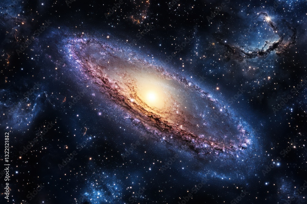 Fototapeta premium This realistic photorealistic depiction captures the beauty of the spiral galaxies set against