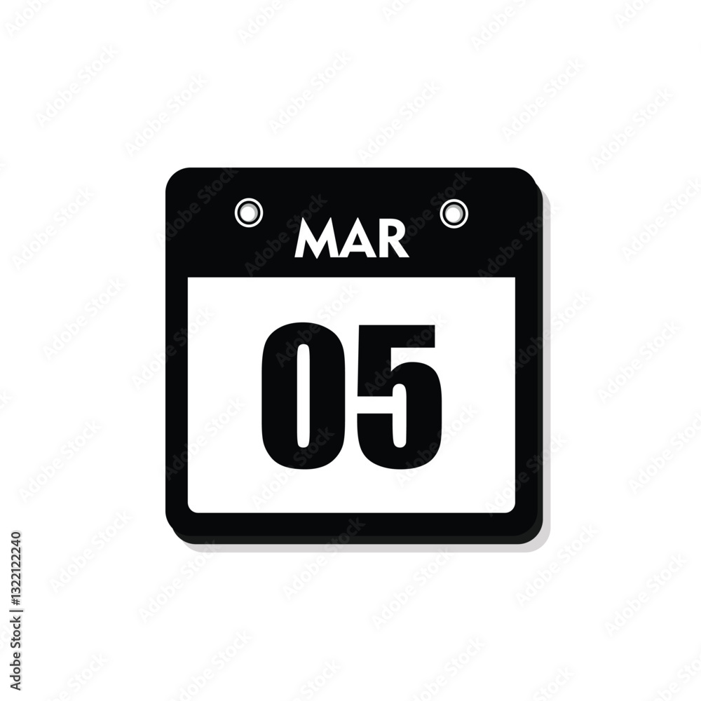 calender icon, 05 march icon with white background calender icon, 05 march icon with white background