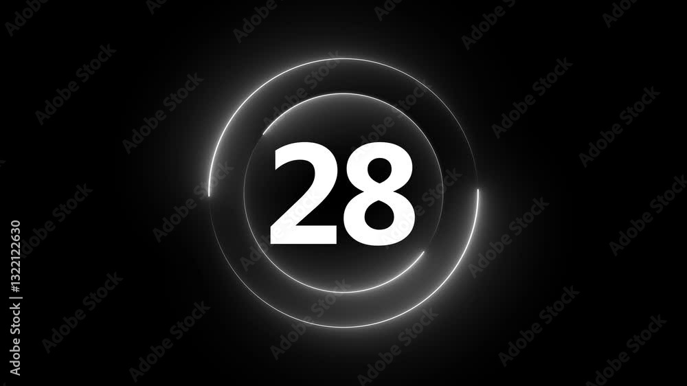 A circle with a neon icon on a black background and the text in the middle of it.