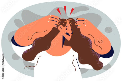 Distressed woman frustrated with hair loss