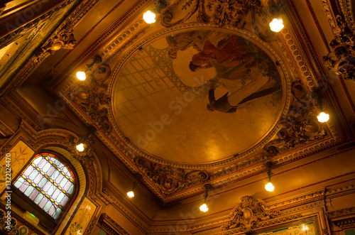 Detail of the roof of the brasserie La Cigale. Nantes. Loire-Atlantique department. France.