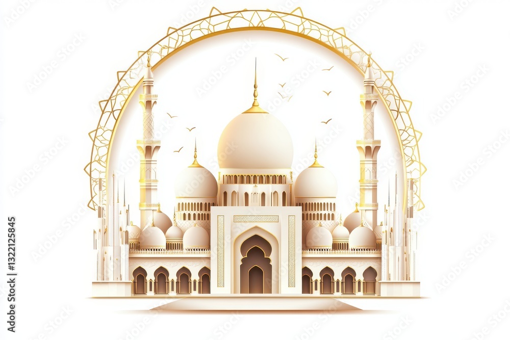 Obraz premium The background is white which helps to focus attention on the detailed illustration of the mosque
