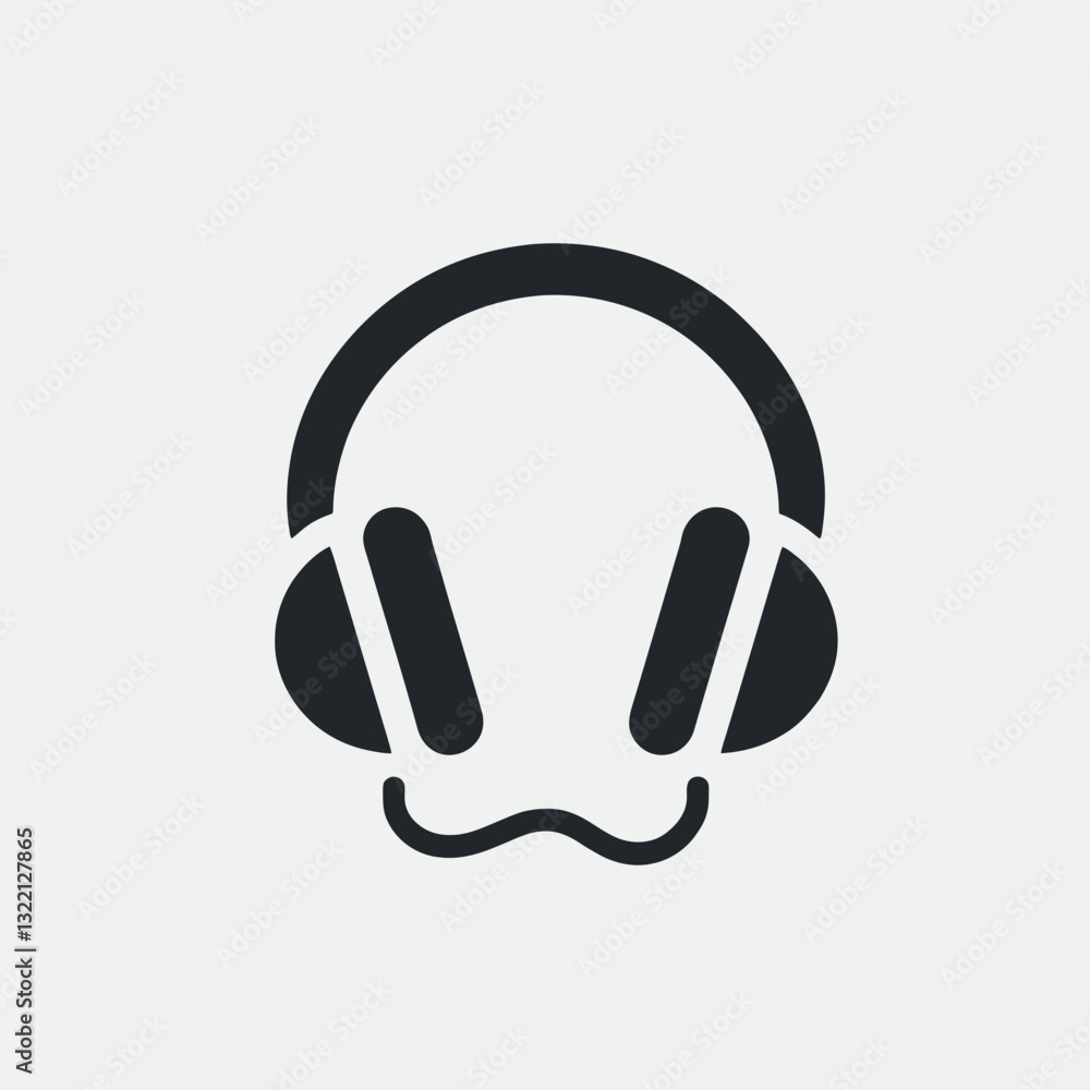 Headphones silhouette in black on a white background Headphones silhouette in black on a white background