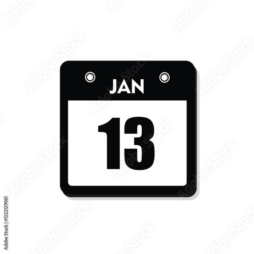 calender icon, 13 january icon with white background