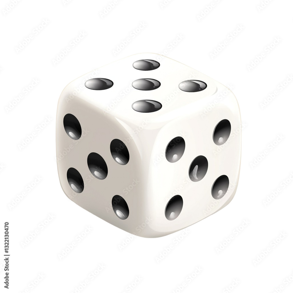 A white dice showing five a roll of fate chance and luck A white dice showing five a roll of fate chance and luck