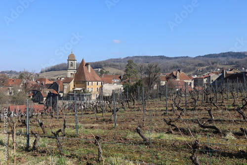 Obraz na płótnie Vue d'ensemble de la ville, ville d'Arbois, département du Jura, France w salonie