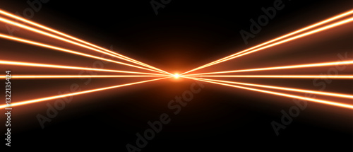 Obraz na płótnie Laser rays or beams, glowing neon lines, bright futuristic background. Motion or speed light effect. Concert or nightclub spotlights. Vector illustration. w salonie