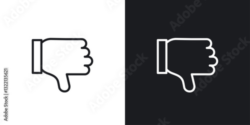 Dislike icons set in black and white stroke lines