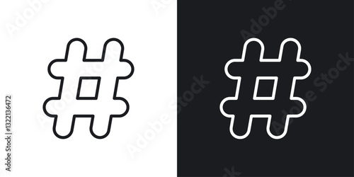 Hashtag icons set in black and white stroke lines