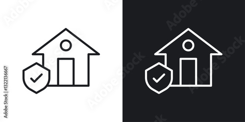 House insurance icons set in black and white stroke lines