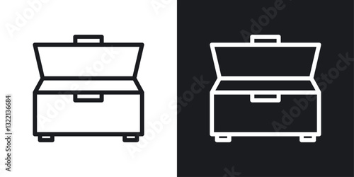 Horizontal shop refrigerator icons set in black and white stroke lines
