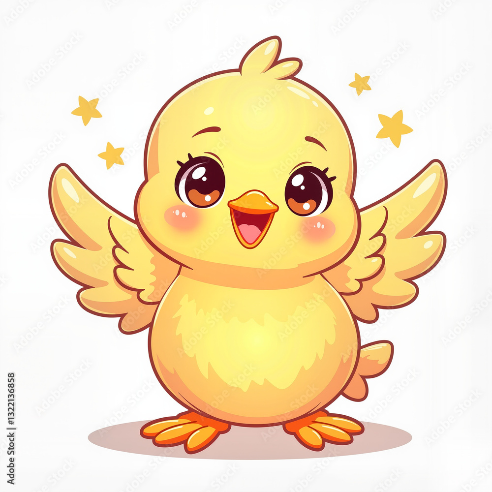 Cheerful chick spreading joy with tiny wings, playful innocence Cheerful chick spreading joy with tiny wings, playful innocence
