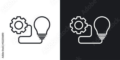 Implementation icons set in black and white stroke lines