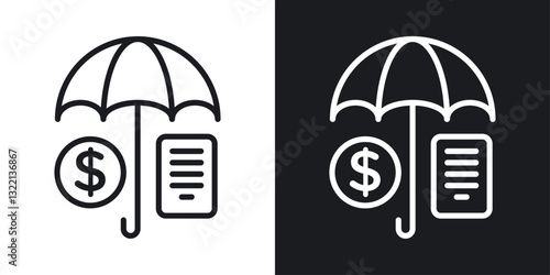 Insurance policy icons set in black and white stroke lines