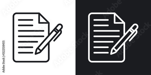Planning icons set in black and white stroke lines
