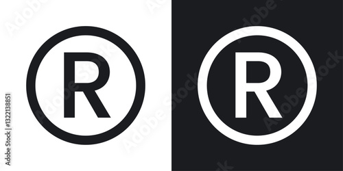 Registered trademark symbol icons set in black and white stroke lines