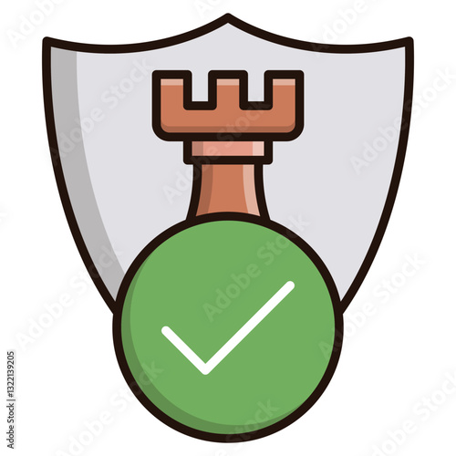 Secure Your Digital Kingdom With Strategic Protection A Green Checkmark Signifies Success Within A Robust Shield And Castle Icon Design