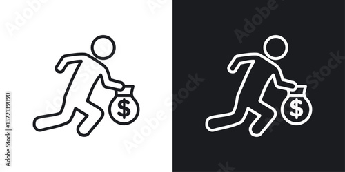 Thief icons set in black and white stroke lines