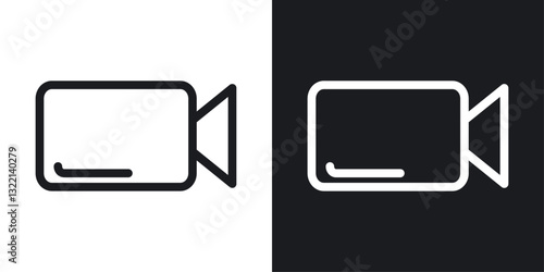 Video call icons set in black and white stroke lines