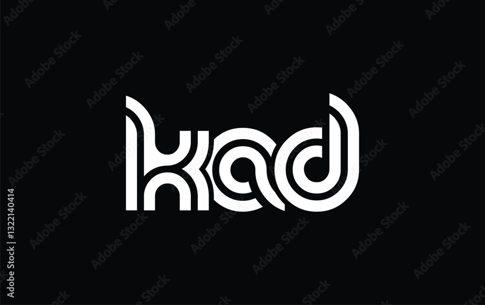 Obraz premium KAD Creative Unique Modern Letter Logo Design. Stylized logo featuring a unique letter design, presenting abstract minimalist aesthetics and modern appeal.