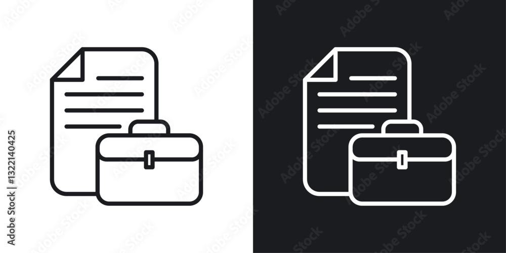 Work history icons set in black and white stroke lines Work history icons set in black and white stroke lines
