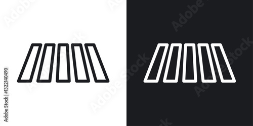 Zebra crossing icons set in black and white stroke lines
