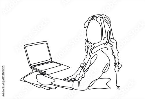 Continuous one line drawing customer service concept. Single line draw design vector graphic illustration