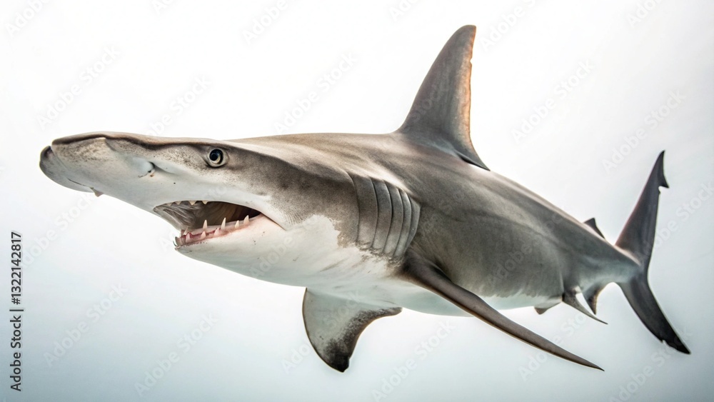 Fototapeta premium Hammerhead Shark in full view on white studio background