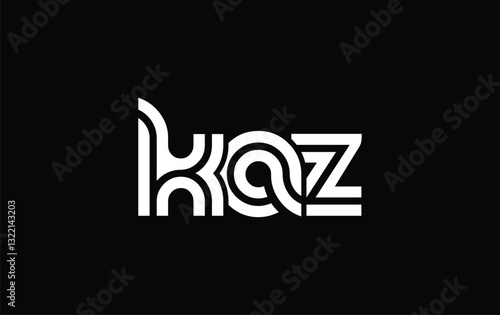 KAZ Creative Unique Modern Letter Logo Design. Stylized logo featuring a unique letter design, presenting abstract minimalist aesthetics and modern appeal.
