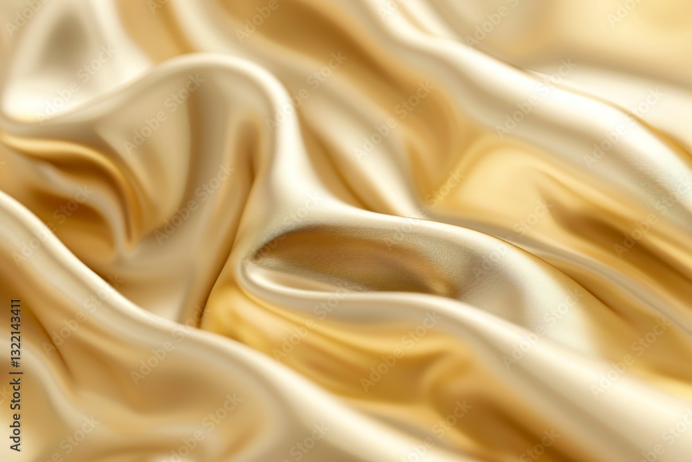 Fototapeta premium Glossy champagne gold silk fabric with elegant folds and soft reflections