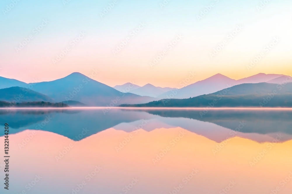 Fototapeta premium Serene mountain lake at sunrise with reflective waters