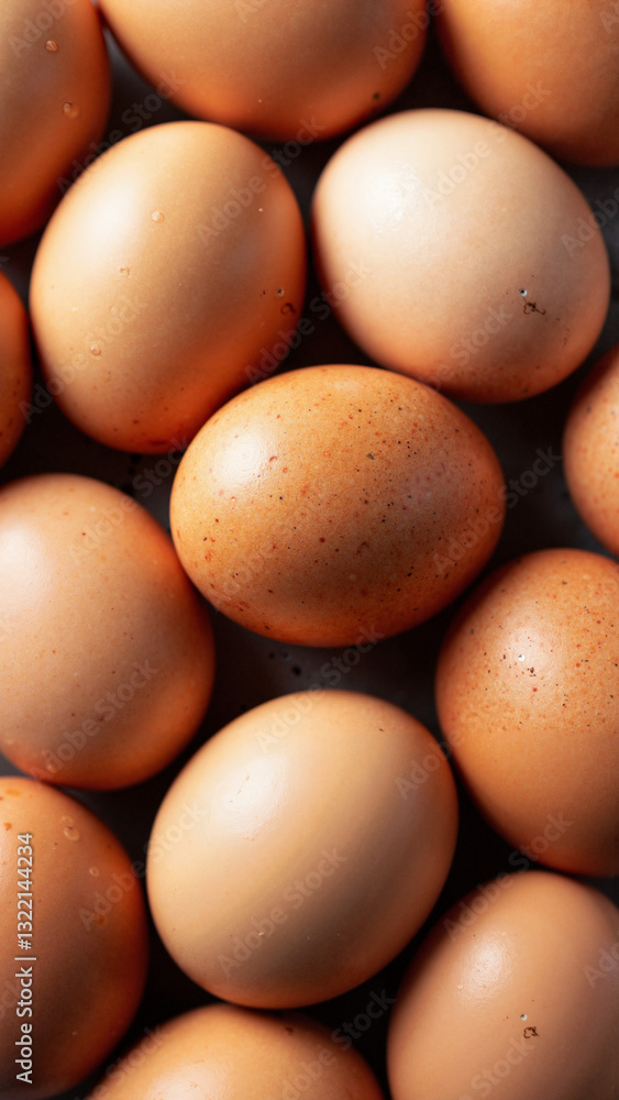 Top-Down View of Raw Brown Chicken Eggs for Culinary Promotions, Food Blogs, and Organic Grocery Marketing Top-Down View of Raw Brown Chicken Eggs for Culinary Promotions, Food Blogs, and Organic Grocery Marketing