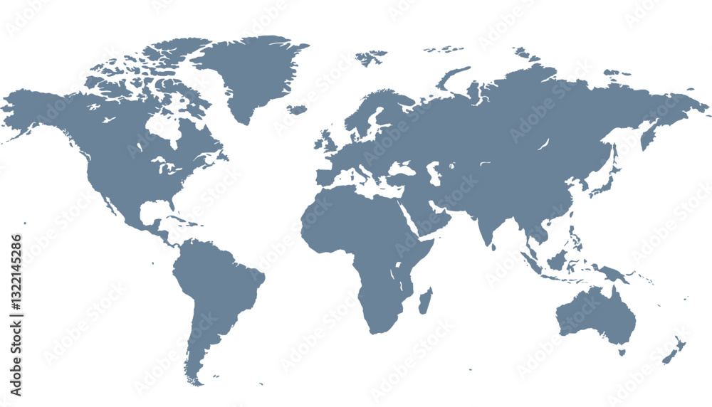 World map. Grey modern vector map. Silhouette map World map. Grey modern vector map. Silhouette map