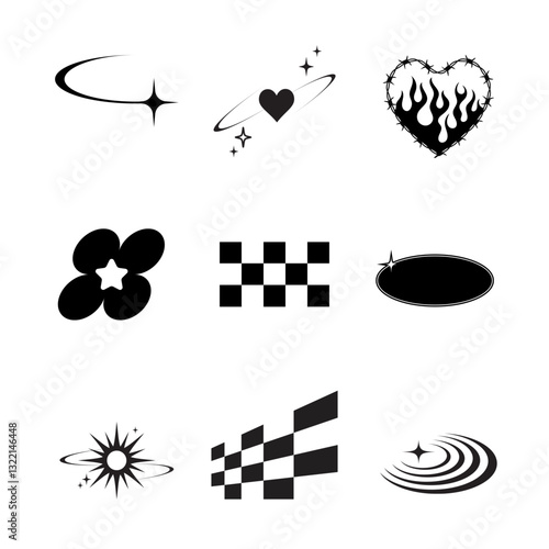 Y2k retro symbol template. Illustration vector.