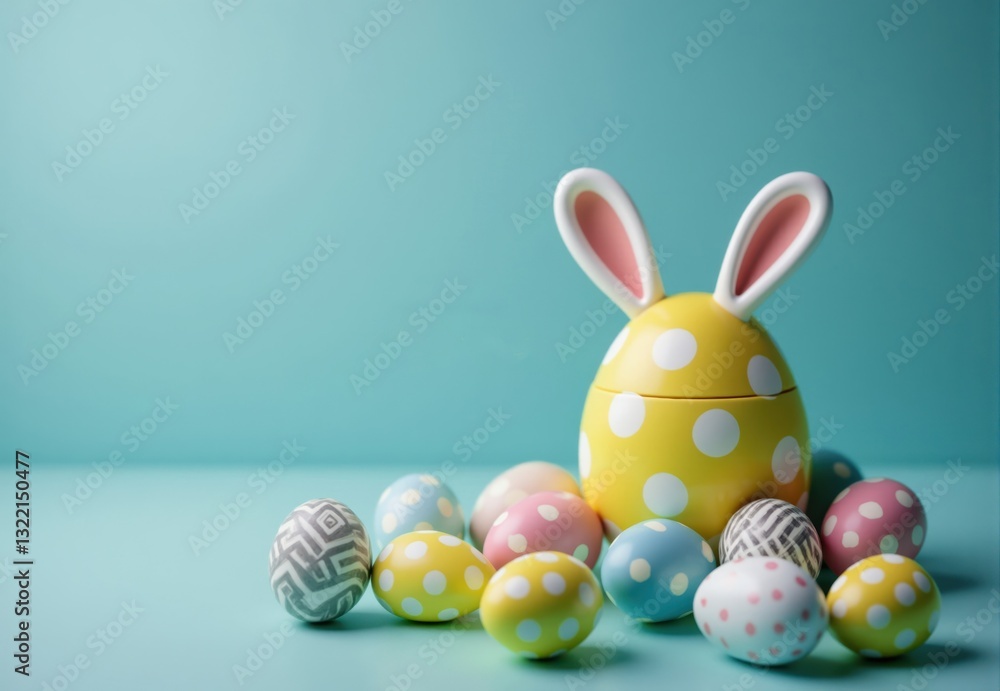 Decorated Eggs and Bunny-Eared Egg Container Decorated Eggs and Bunny-Eared Egg Container
