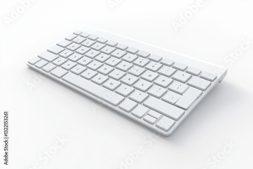 3D keyboard white, on white background