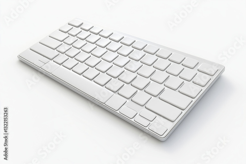 3D keyboard white, on white background