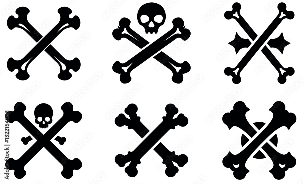 Different Black and White Skull and Crossbones Designs Different Black and White Skull and Crossbones Designs