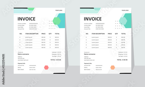 Modern Minimalist Invoice Template Design-Clean Corporate Billing Layout, Editable Professional Business Invoice With Geometric Elements for Print and Digital and Print Use