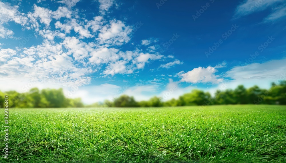 Ethereal Spring Mornings Lush Green Park Meets Blue Sky and White Clouds, Invigorating Vistas of Natures Refreshment Ethereal Spring Mornings Lush Green Park Meets Blue Sky and White Clouds, Invigorating Vistas of Natures Refreshment