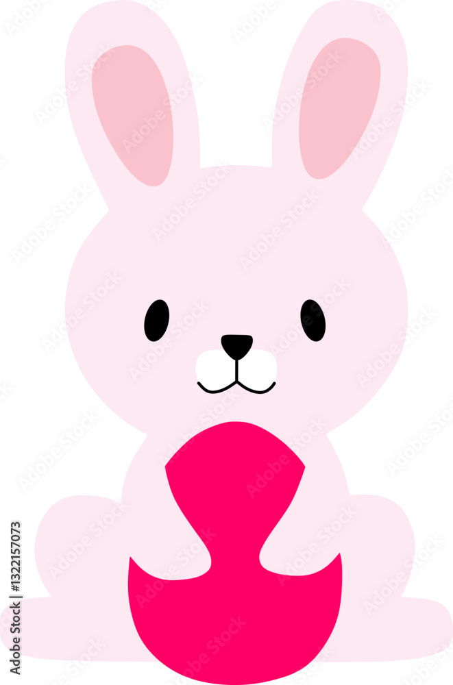 Fototapeta premium cute cartoon bunny with pink egg