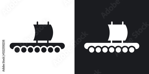 Wood Raft icons in solid black and white collection