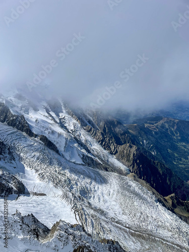 snow covered mountains in winter in Chamonix