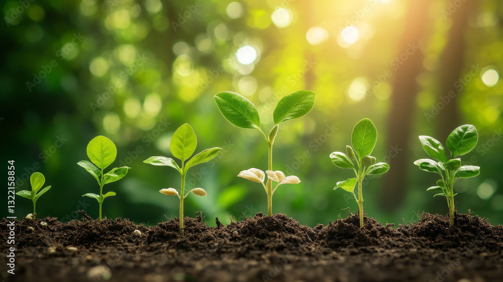 Tree grow. Plant growth from seed to sapling with green leaf. Stages of seedling and growing trees in soil. Gardening process vector concept. Eco, botanical cultivation, green foliage Tree grow. Plant growth from seed to sapling with green leaf. Stages of seedling and growing trees in soil. Gardening process vector concept. Eco, botanical cultivation, green foliage